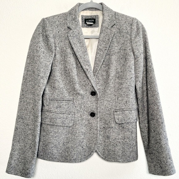 J. Crew Grey Schoolboy Donegal Tweed Blazer size 0 Jacket Style #29073 - Picture 2 of 10